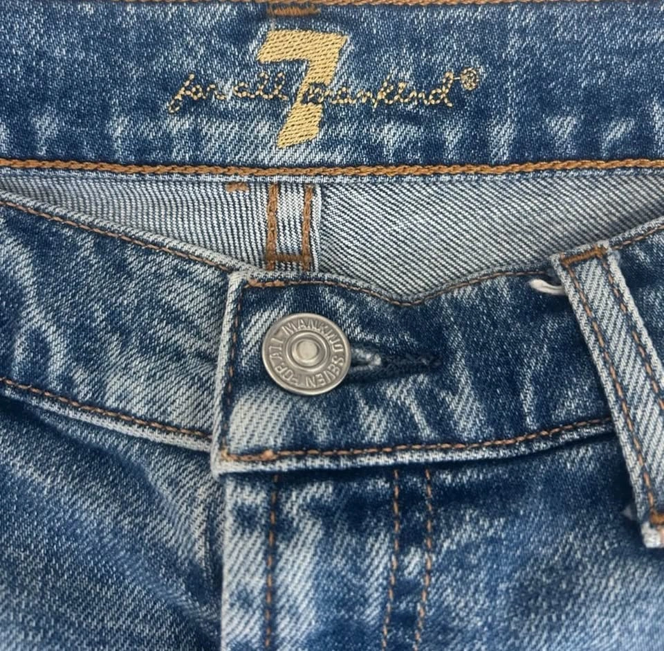 7 For All Mankind Denim Shorts /26 White Side Stripe Y2K - photo 3