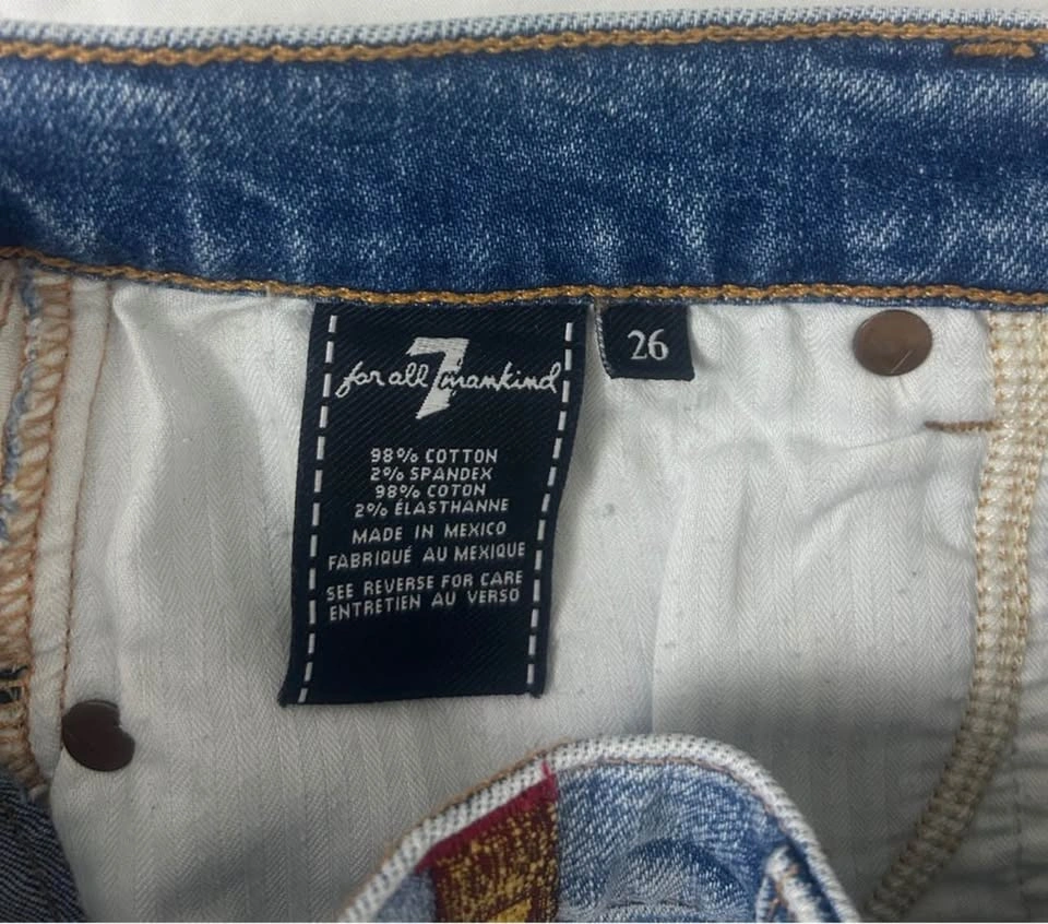 7 For All Mankind Denim Shorts /26 White Side Stripe Y2K - photo 4