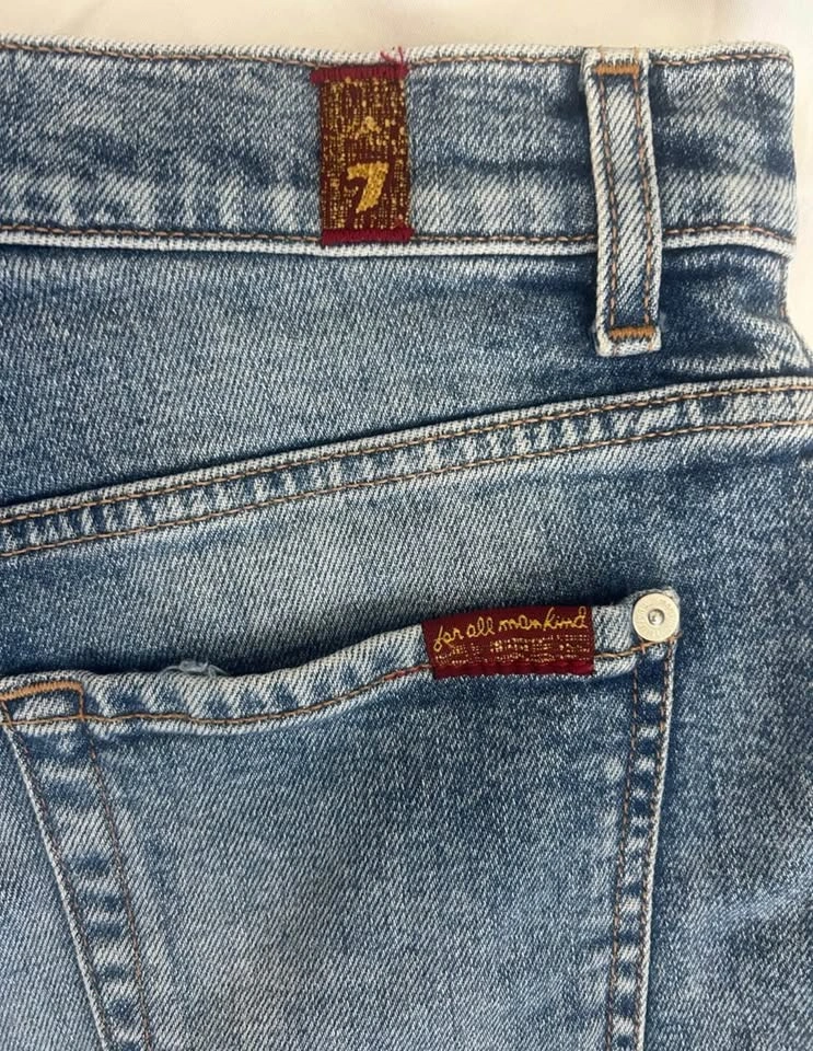 7 For All Mankind Denim Shorts /26 White Side Stripe Y2K - photo 5