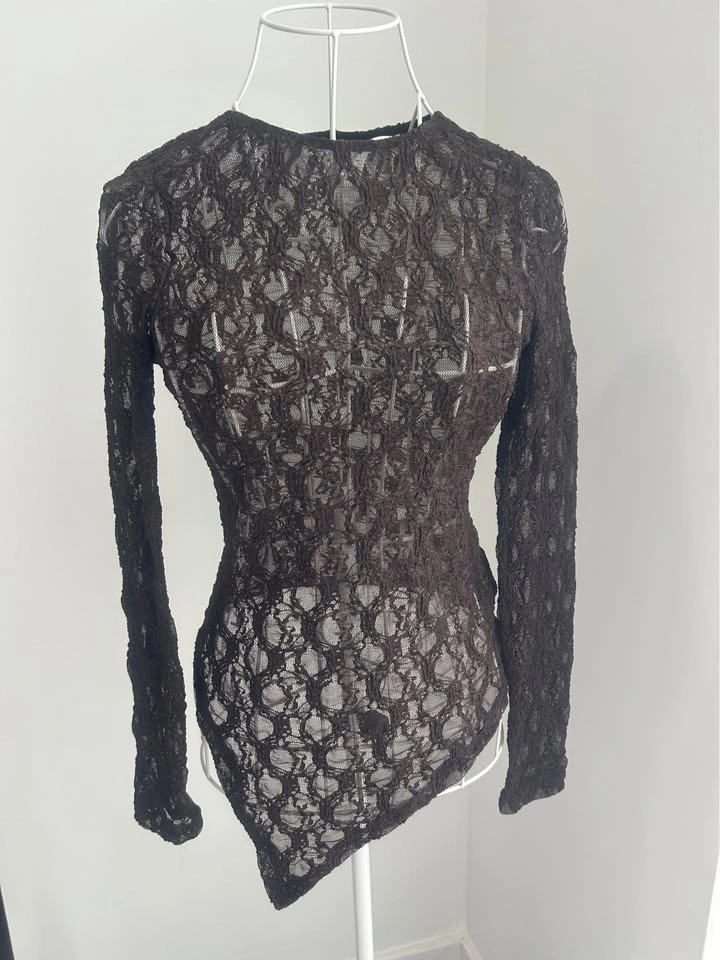 H&M Asymmetric Lace Long Sleeve Top /Size XS - photo 2