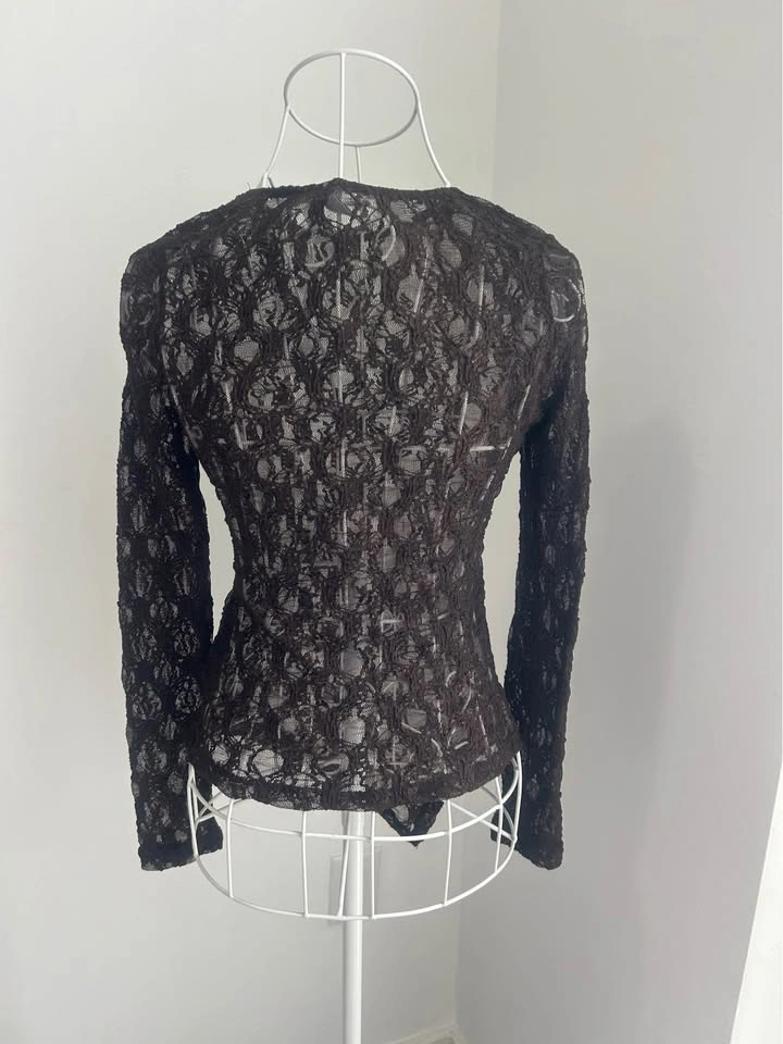 H&M Asymmetric Lace Long Sleeve Top /Size XS - photo 3