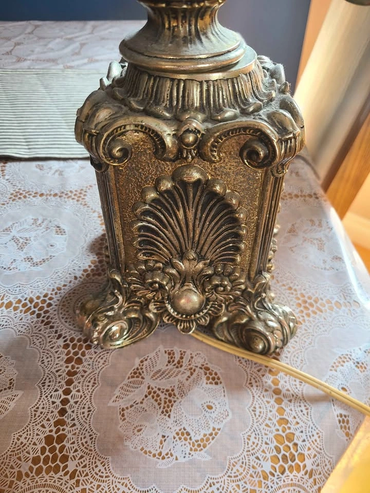 Vintage Ornate Brass Candelabra Table Lamp - photo 2