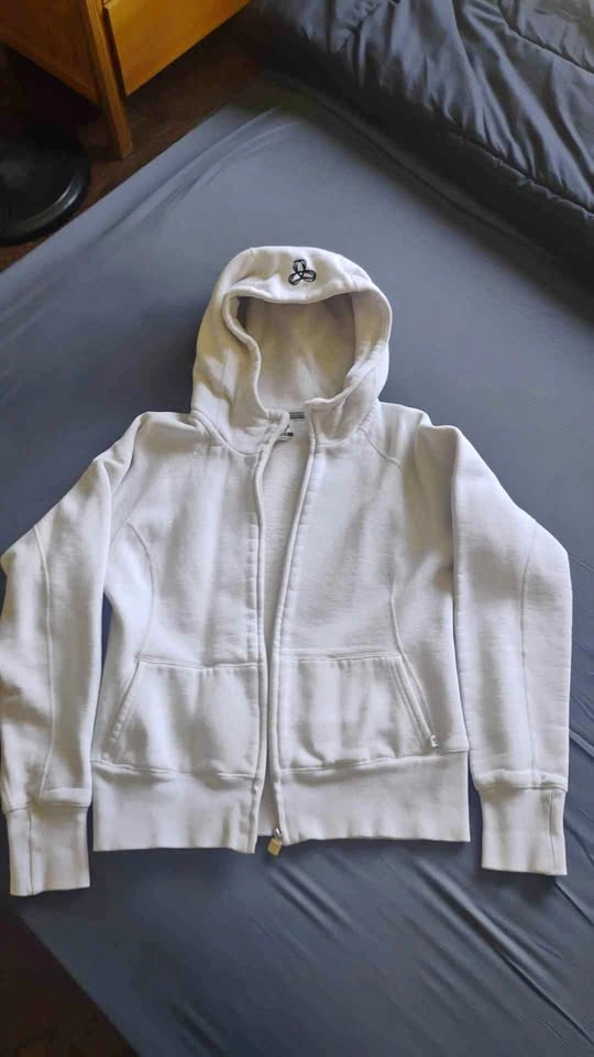 Aritzia TNA Cozy Sweatfleece Perfect Zip Hoodie White Large