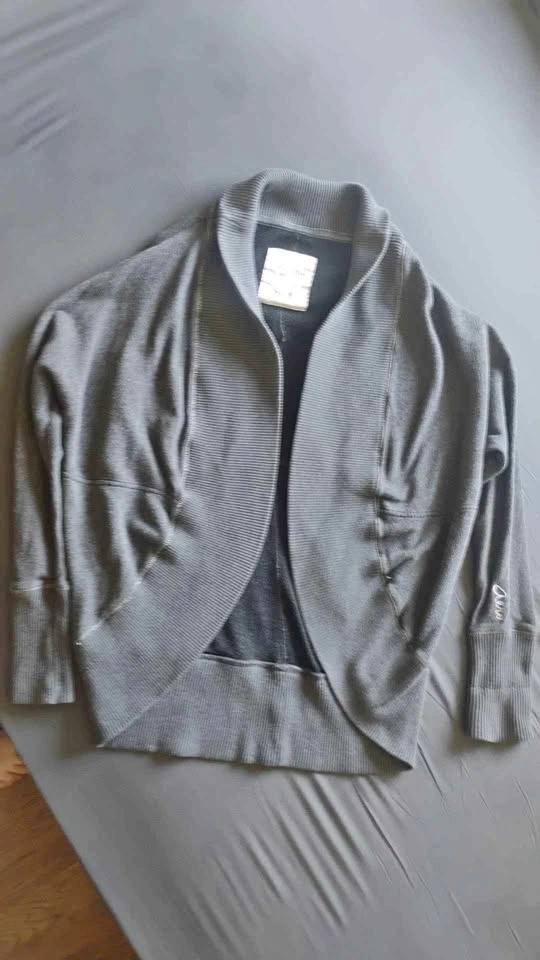 Aéropostale Eighty-Seven Charcoal Ribbed Cocoon Cardigan - S