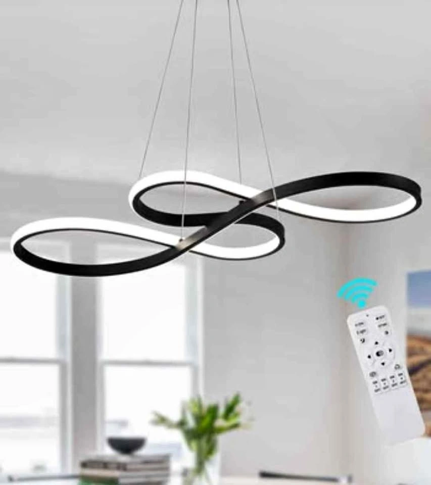 Q&S 30 Inch Modern LED Black Chandelier with Remote