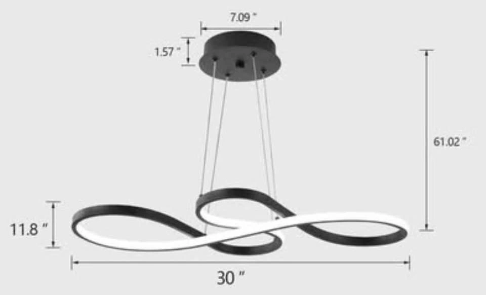Q&S 30 Inch Modern LED Black Chandelier with Remote - photo 2