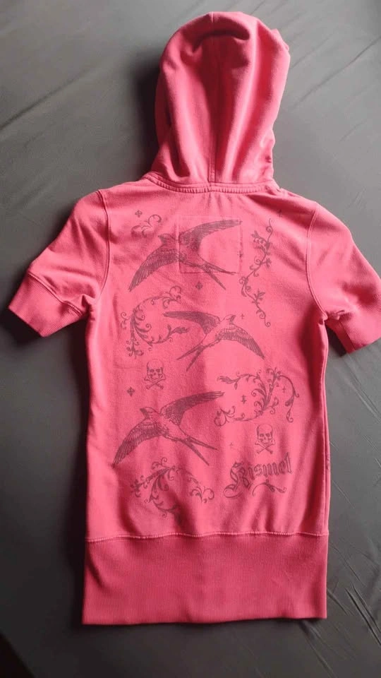 Kismet Vintage Y2K Women's Pink Short Sleeve Zip-Up Hoodie XS - photo 2