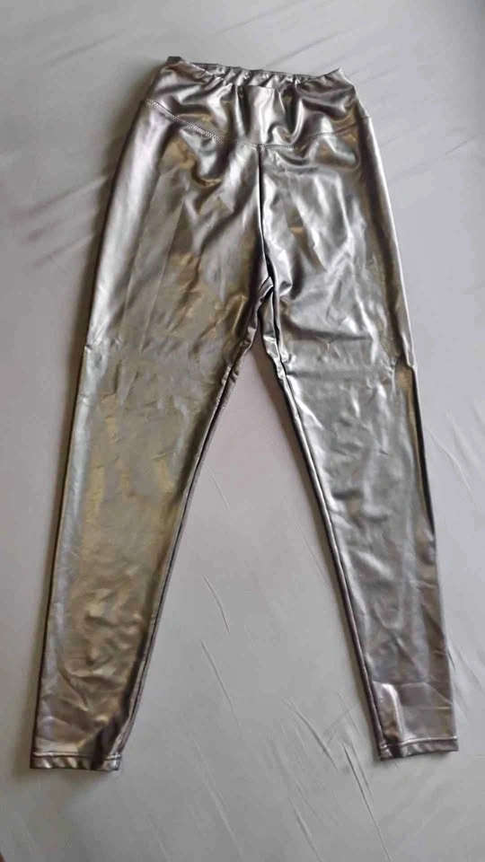 #161 Black Faux Leather Stretch Pants size Small