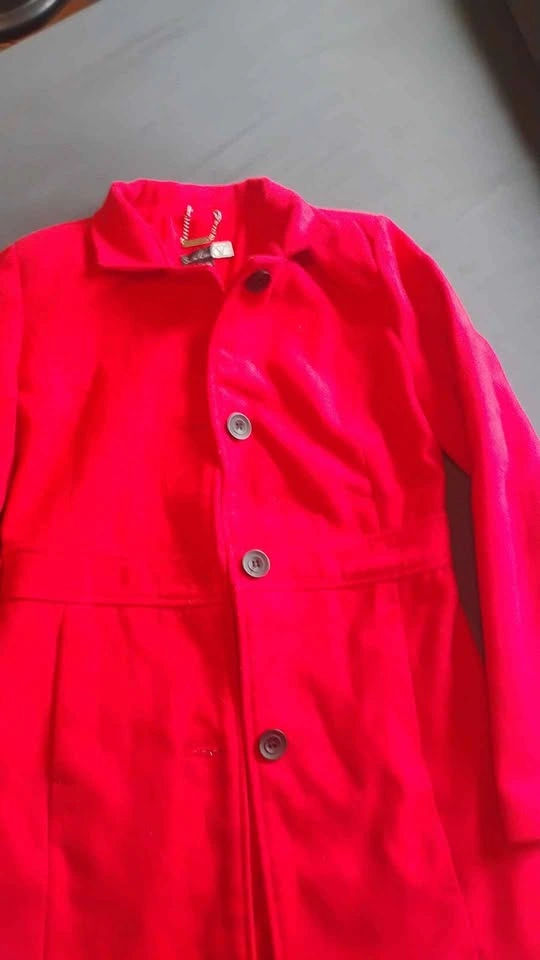 Smashed Lemon Vibrant Red Mid-Length Wool Coat Size S36 - photo 2