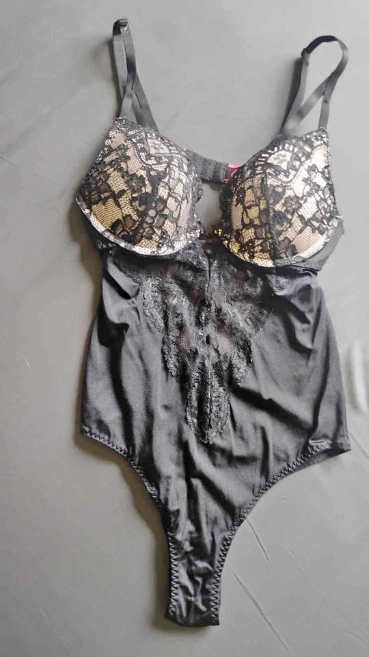 La Senza Black and Nude Lace Lingerie Bodysuit size XS
