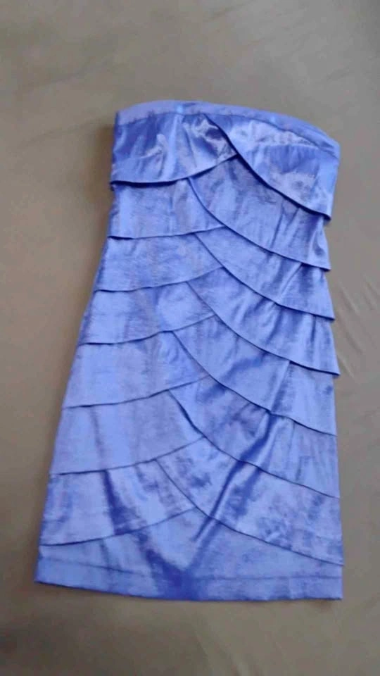 Dynamite Strapless Blue Shimmer Shutter Pleat Dress Size XS