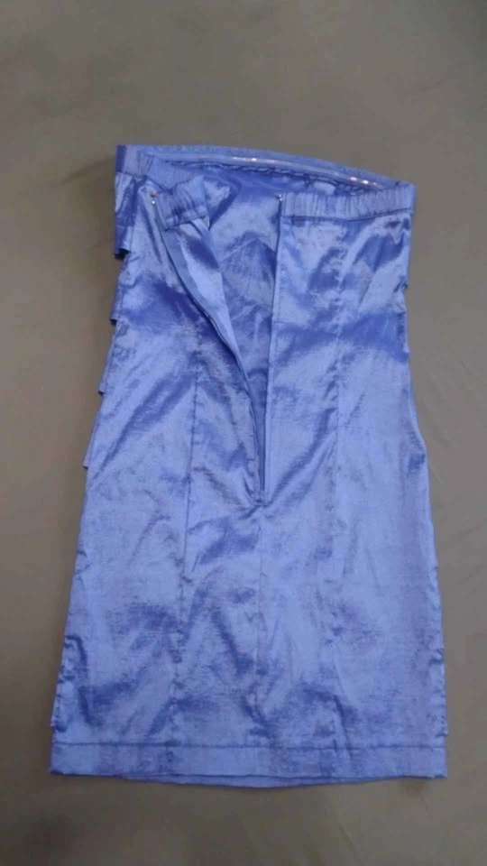 Dynamite Strapless Blue Shimmer Shutter Pleat Dress Size XS - photo 2