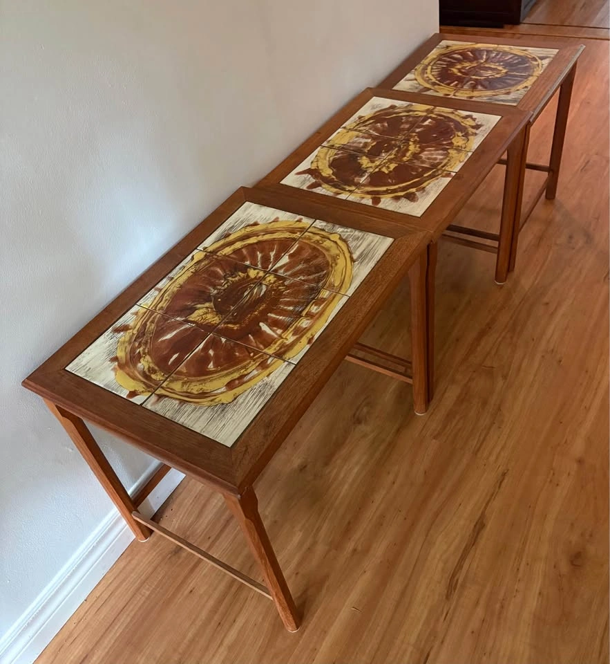 Vintage Danish Teak & Tile Nesting Tables (Set of 3) - photo 4