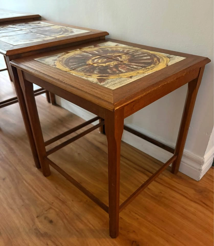 Vintage Danish Teak & Tile Nesting Tables (Set of 3) - photo 5