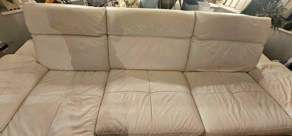 Modern Cream Leather Sectional Sofa with Chaise - photo 5