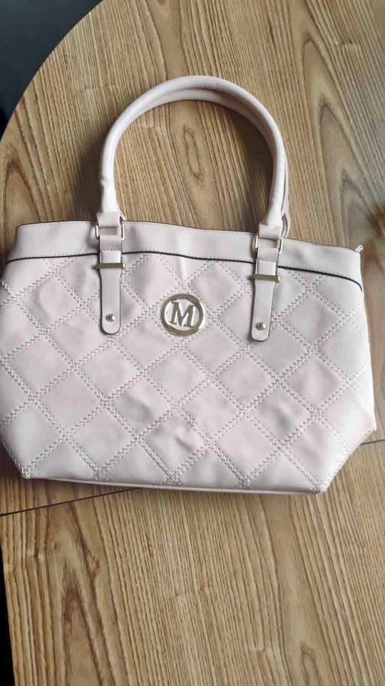 Blush Pink Faux Leather Quilted Tote Bag