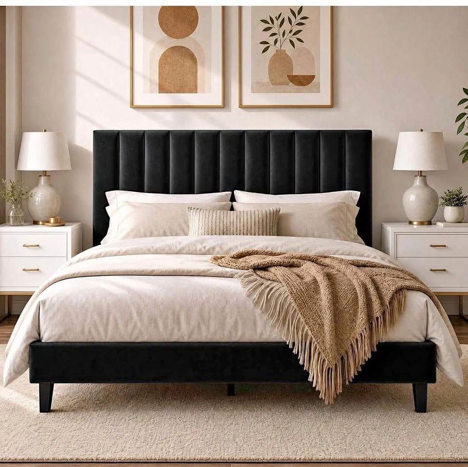 Queen size Black Velvet Bed frame from Wayfair - Brand New