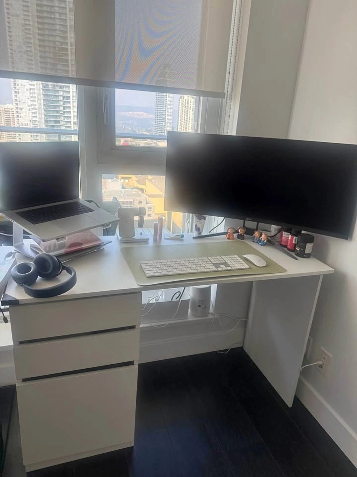 White Office Table with Storage