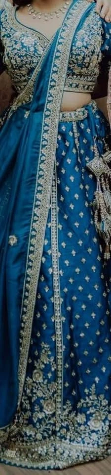Teal Blue Semi Bridal Lehenga - photo 2
