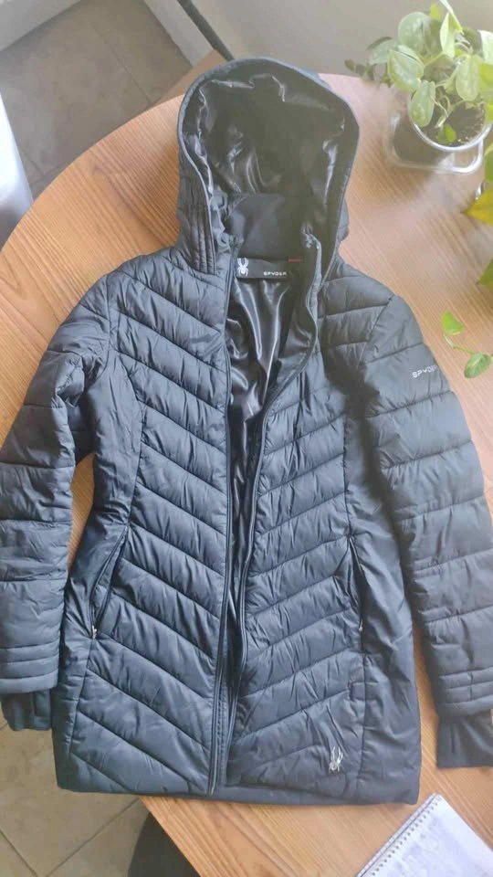 Spyder Boundless ThermaWeb Black Quilted Hooded Puffer Jacket Sm