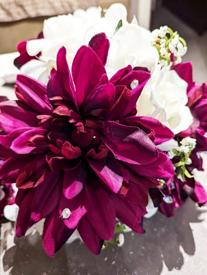 Wedding Bouquet - Red Maroon and White - photo 2