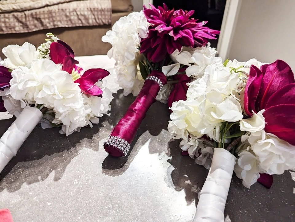Wedding Bouquet - Red Maroon and White - photo 3