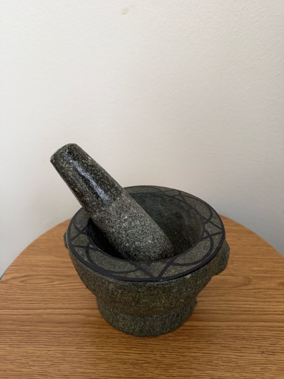 Heavy Natural Granite Mortar and Pestle Set with Etched Rim - photo 2
