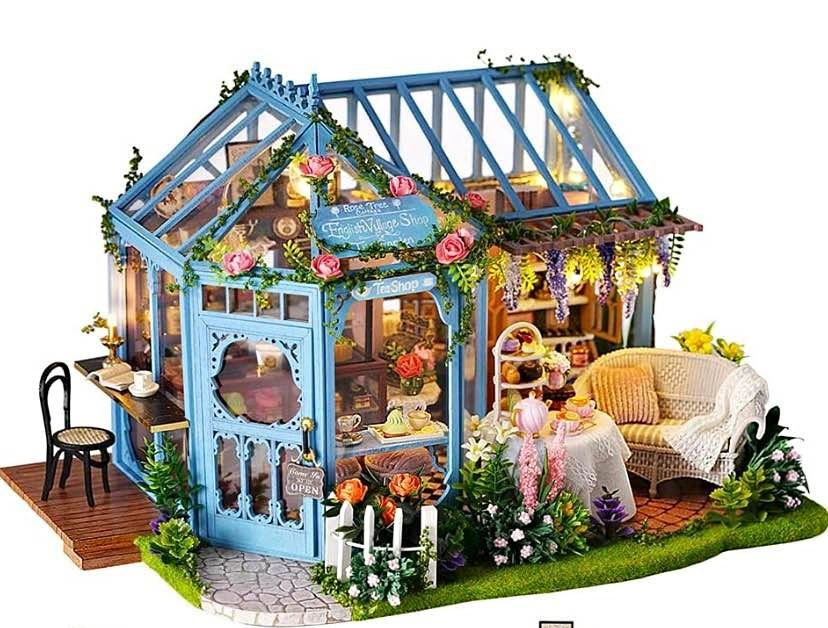 Cute Room Rose Garden Tea House DIY Miniature House Kit