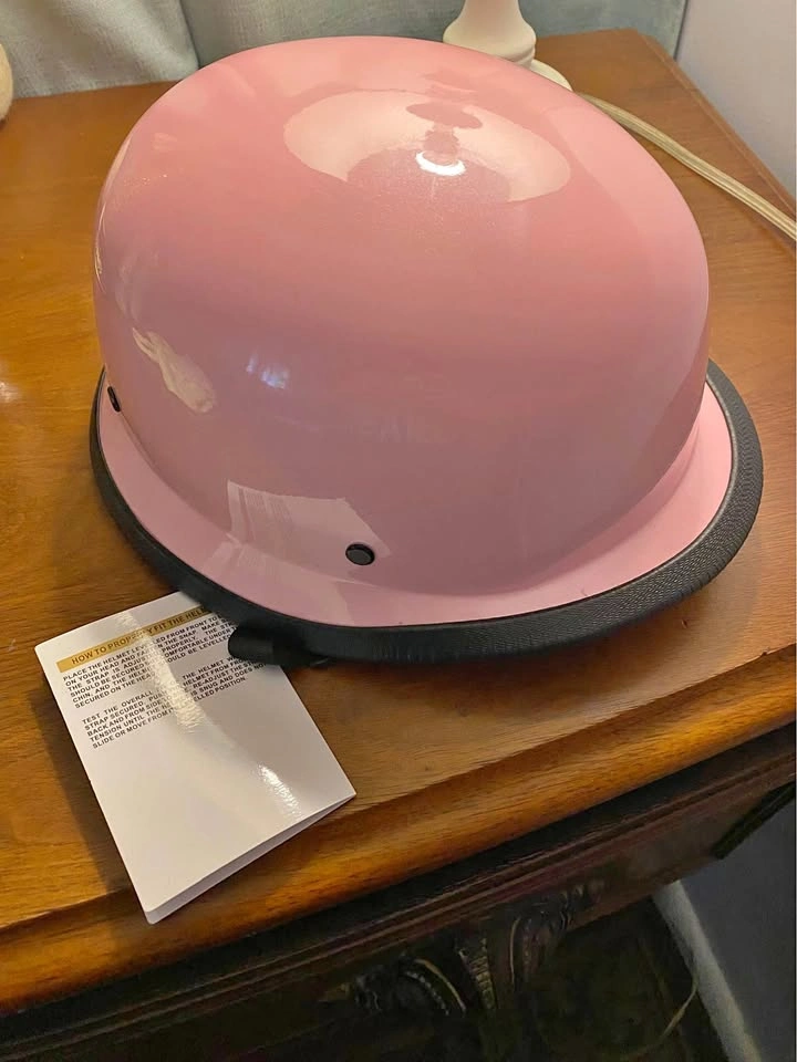 Pink German Style Motorcycle Half Helmet Medium
