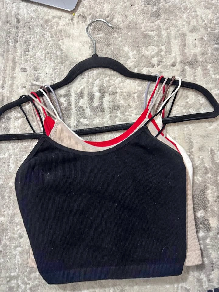 multicolour ribbed tank tops