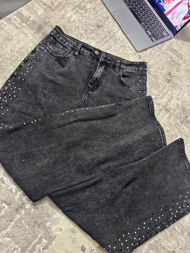 black jeans with rhinestones