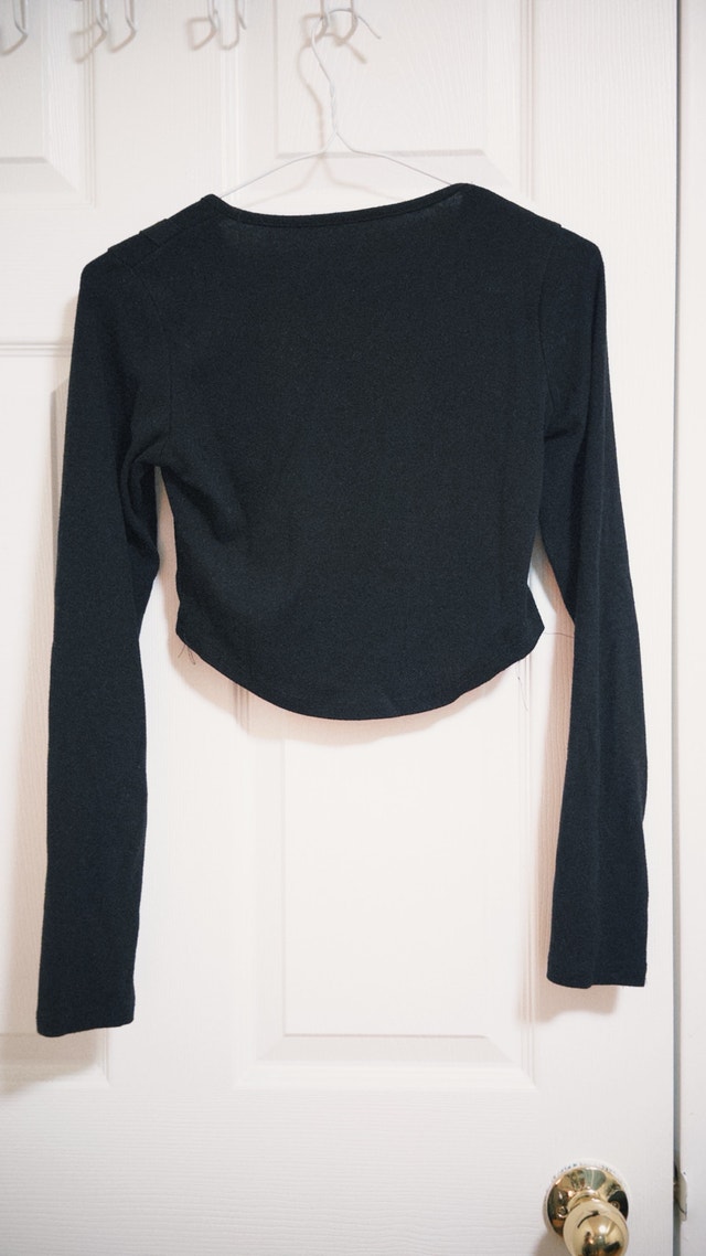 Black Corset Style Long Sleeve Crop Top - photo 2