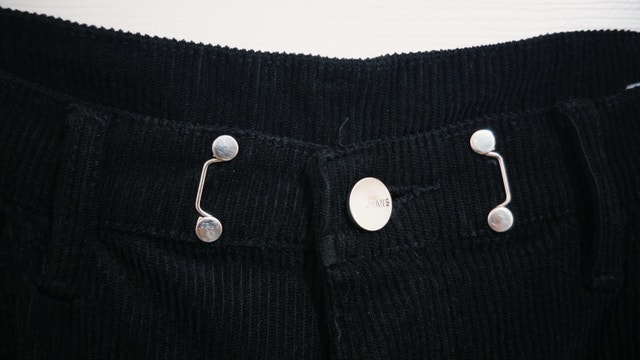 Y2K Black Corduroy Trousers | Adjustable Waist Buckle Clips - photo 3