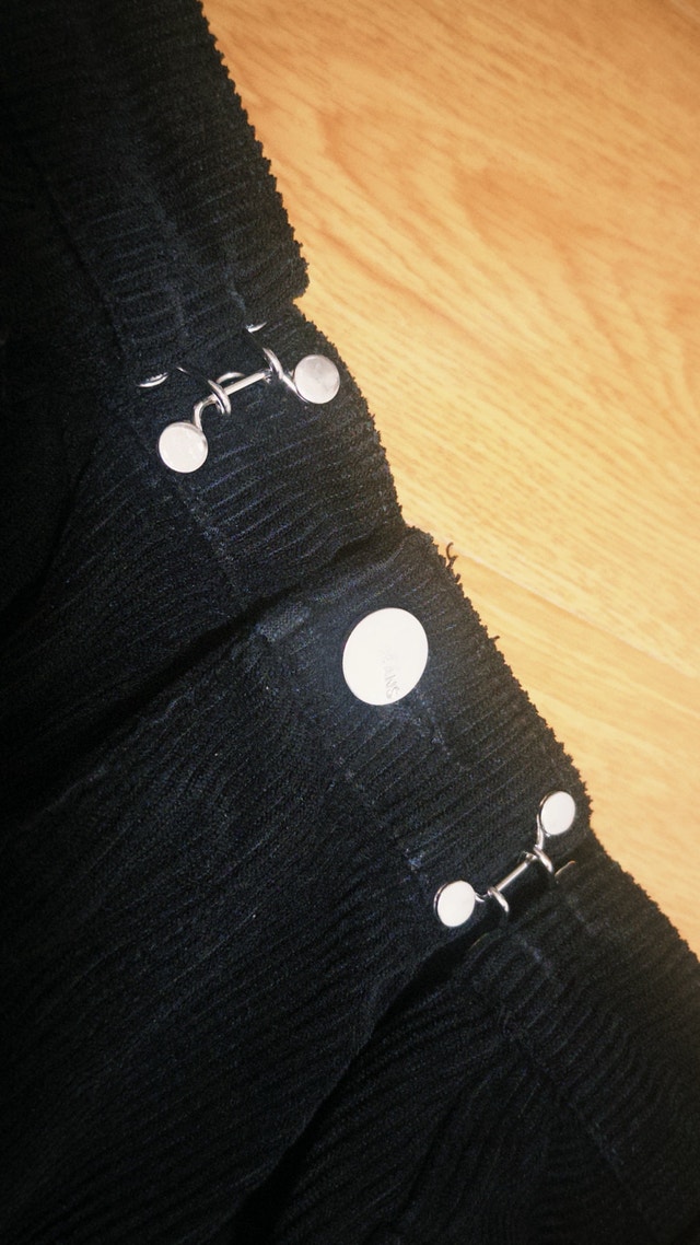 Y2K Black Corduroy Trousers | Adjustable Waist Buckle Clips - photo 4