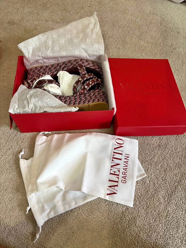 Valentino Garavani Rockstud Rope Wedge Sandals