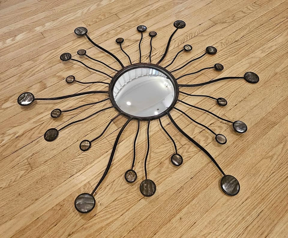 Vintage Sunburst Metal Wall Mirror