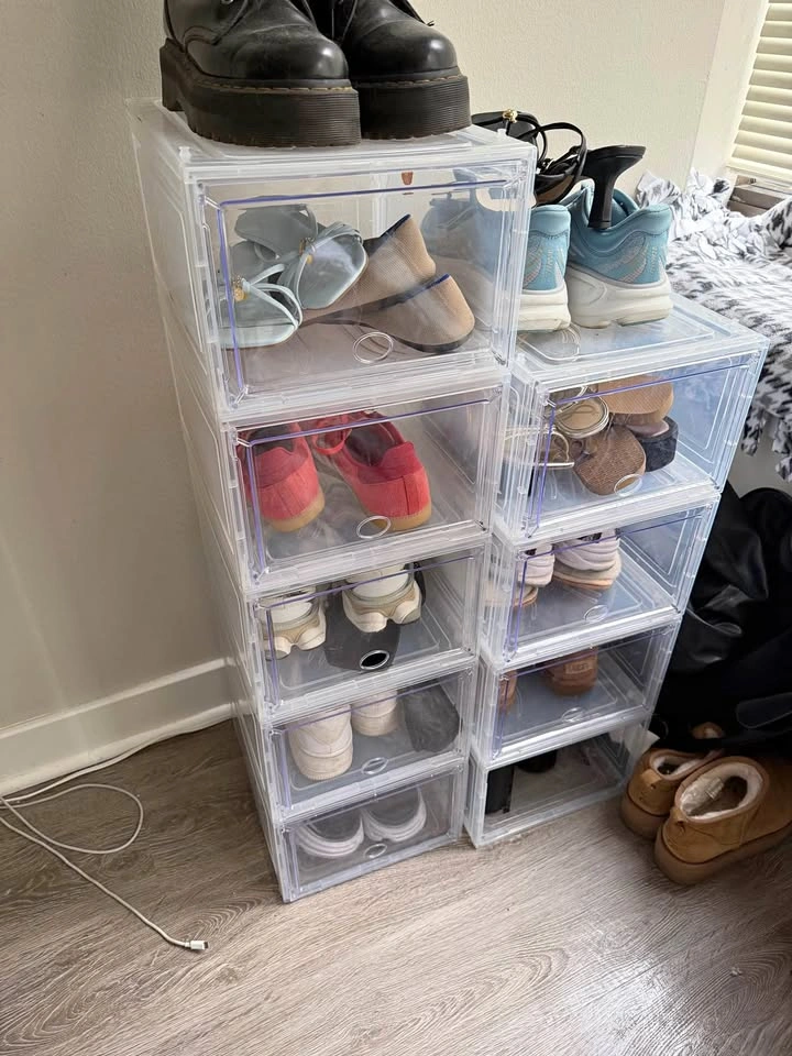 Set of 7 Shoe storage cubes clear plastic