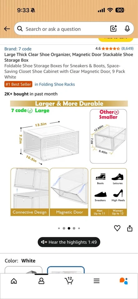 Set of 7 Shoe storage cubes clear plastic - photo 3