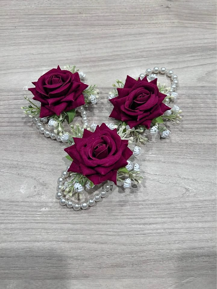 Hand flower garlands artificial - red and yellow
