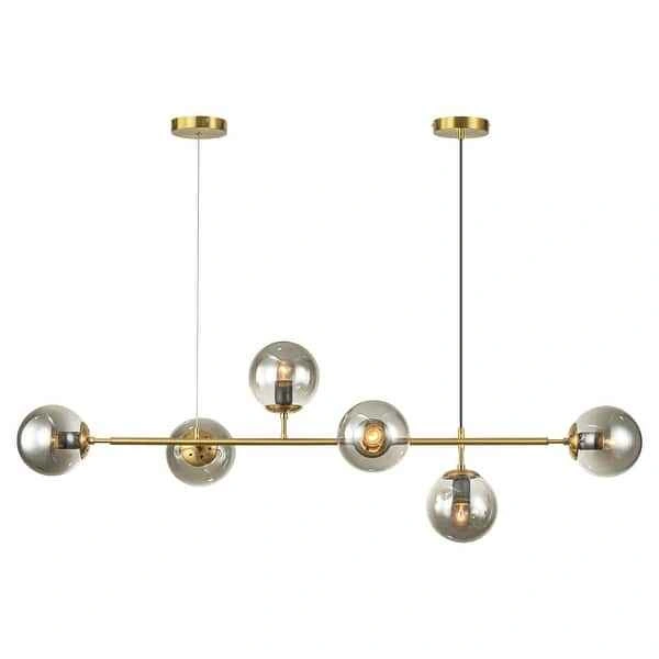 6-Light Mid-Century Modern Linear Smoked Glass Island Light - photo 2