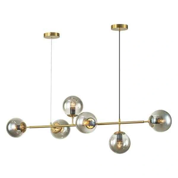 6-Light Mid-Century Modern Linear Smoked Glass Island Light - photo 3