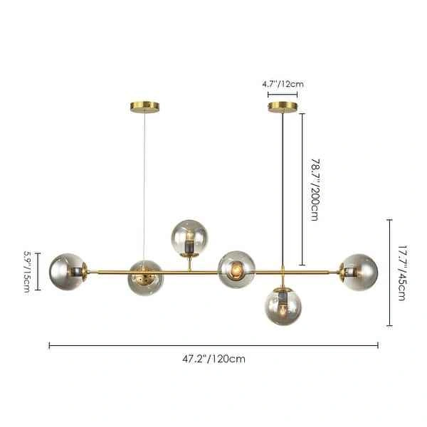 6-Light Mid-Century Modern Linear Smoked Glass Island Light - photo 4