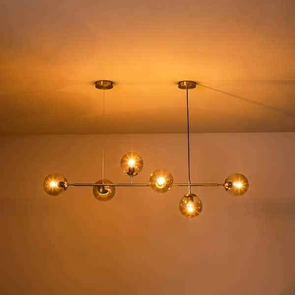 6-Light Mid-Century Modern Linear Smoked Glass Island Light - photo 5