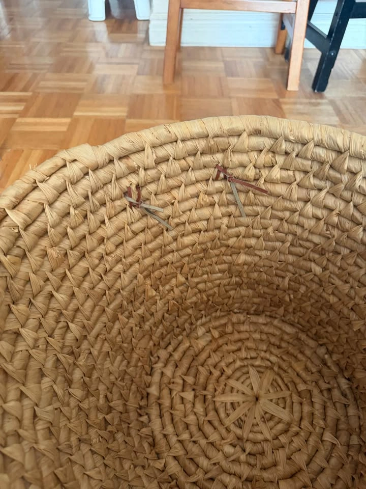 14" Handwoven Straw Market Basket - Boho Chic Tote / Storage - photo 4