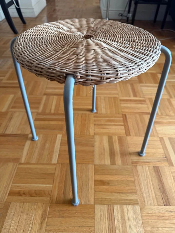 Vintage IKEA VIKTIGT 14” Rattan Stool – Ingegerd Råman (2016)