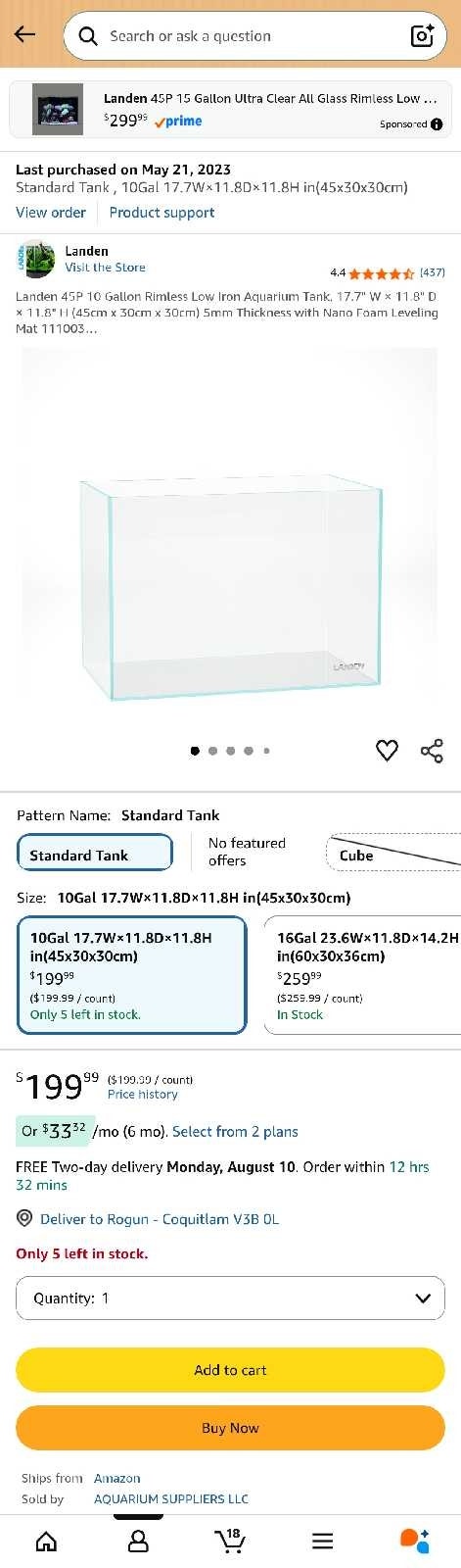 Landen 10gal rimless tank 2pc, $60ea - photo 2