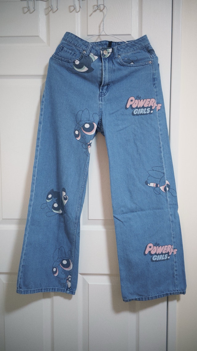 The Powerpuff Girls Printed Wide-Leg Denim Jeans