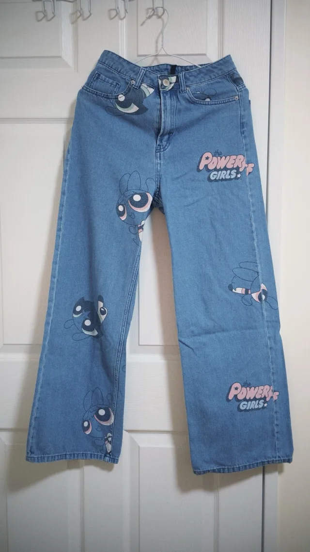 The Powerpuff Girls Printed Wide-Leg Denim Jeans