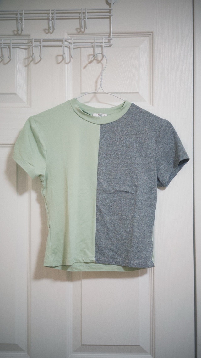 Y2K Two-Tone Split Color-Block Short Sleeve Crop Top