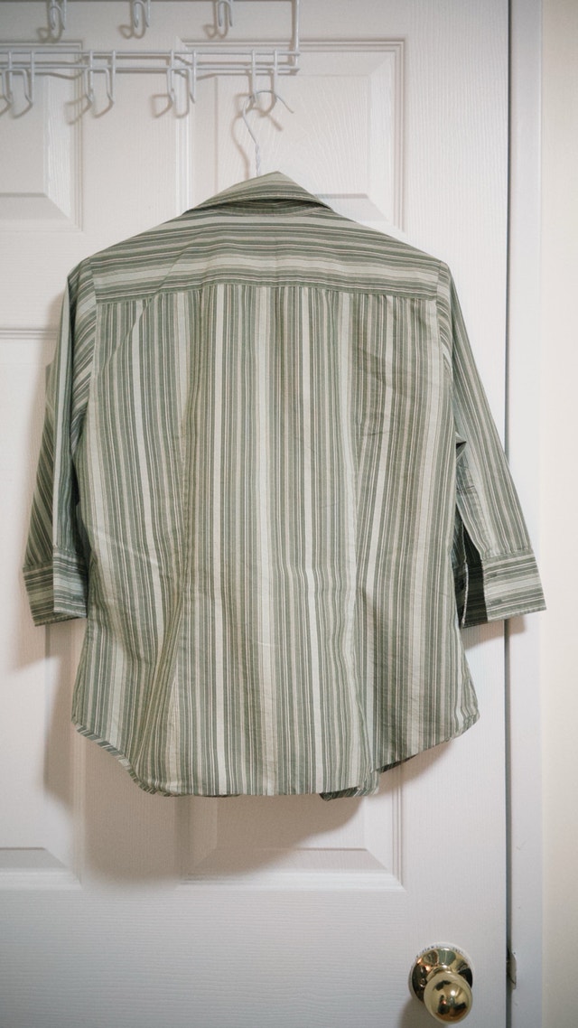 Vintage Benetton Sage Green Striped Button-Down Top - photo 2